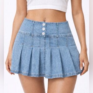 Y2K 90’s Denim Pleated Micro Mini Skirt club party dance Bratz rave pleated S M